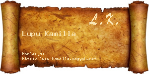 Lupu Kamilla névjegykártya